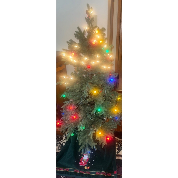 Artificial Holiday Tree w/ Multi Colored Lights & Themed Tree Skirt - 4 Feet Tall