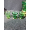 Image 2 : Green Glass Decanter With Gold Detailing and Matching Glasses
