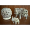Image 2 : Intricately Carved Soapstone Elephants From India 'Jali' Style (5L) w/ Round Carving 