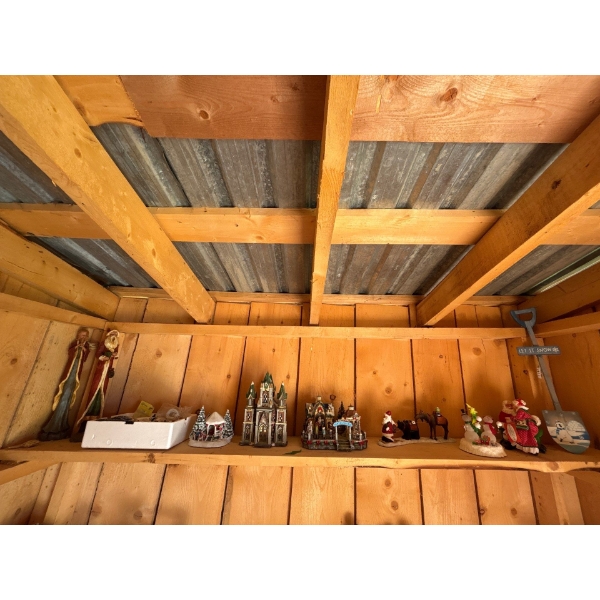 Collection Of Christmas Ordainments And Small Town Items 