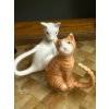Image 8 : Solid Brass Cats (Pair, Tallest is 7.5 Inches) Plus Assortment of 4 Bone China Cats (Damage) 