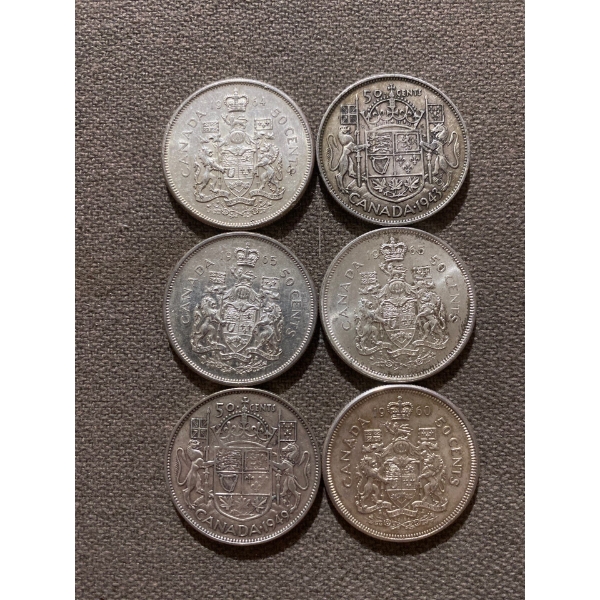 Canadian 50-cent Pieces 11.66 g Silver (.800)