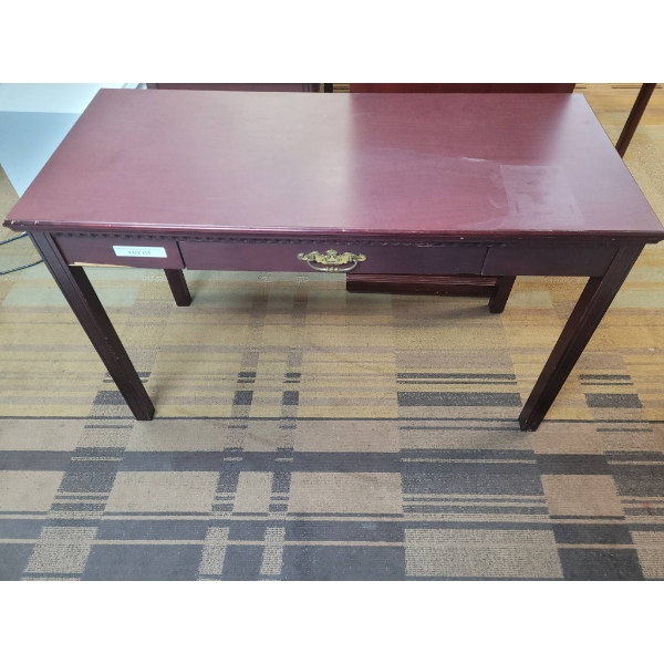 Rectangular Wooden Writing Desk with Mahogany Finish