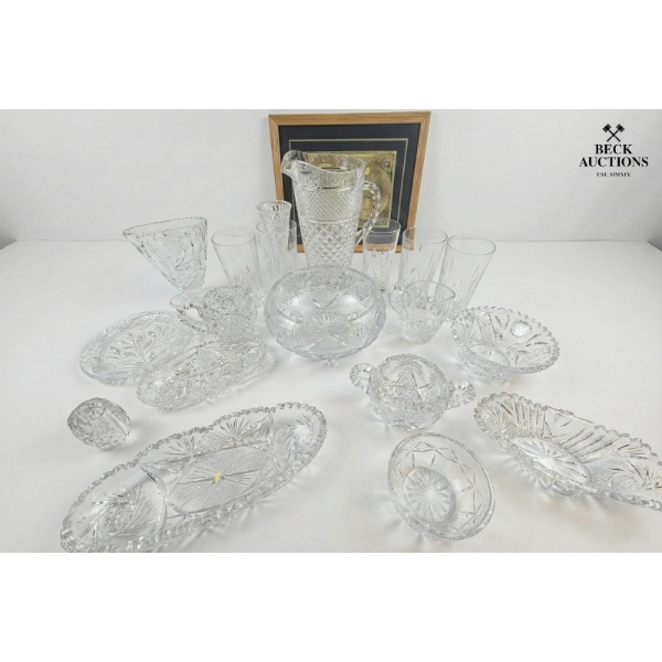 Collection Of  Pressed Glass   "Whirling Star" AND "Hobstar Pinwheel" Design.