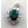 Image 2 : Emerald gemstone Pendant 3.6 ct Certified Silver  ($6,252 Appraisal)
