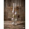 Image 1 : Antique Glass Oil Lamp with Brass Burner and Chimney