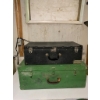 Image 2 : Two Vintage Storage Cases: Black Leatherette and Green Metal