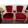 Image 1 : 2 PCS. Neo Baroque Red Velvet Parlor Chairs 34T ( One Is Slightly Deflated )