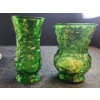 Image 5 : Emerald Green Hoosier Crinkle Glass Vases, With Assorted Home Decor and Seashells