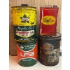 Image 1 : -4 old oil cans Co-Op Esso UFA and one vintage gas can