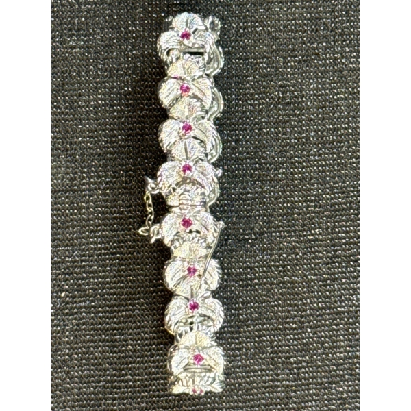 Stainless Steel Synthetic Ruby Bracelet