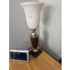 Image 2 : Wooden Side Table w/Lamp & Alarm Clock