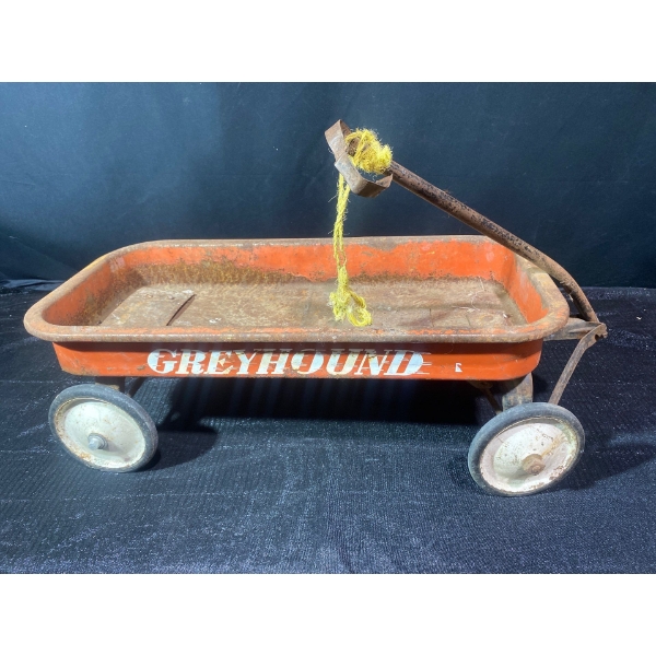 Miniature Vintage Greyhound Metal Wagon