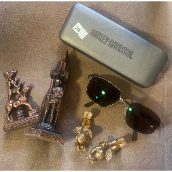 Harley Davidson Sun Glasses with Bronze Figurines & Cherubs