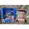 Image 1 : Christmas Village Decorations With Illuminated Fire Stations Themed Ornaments and Slow Globe