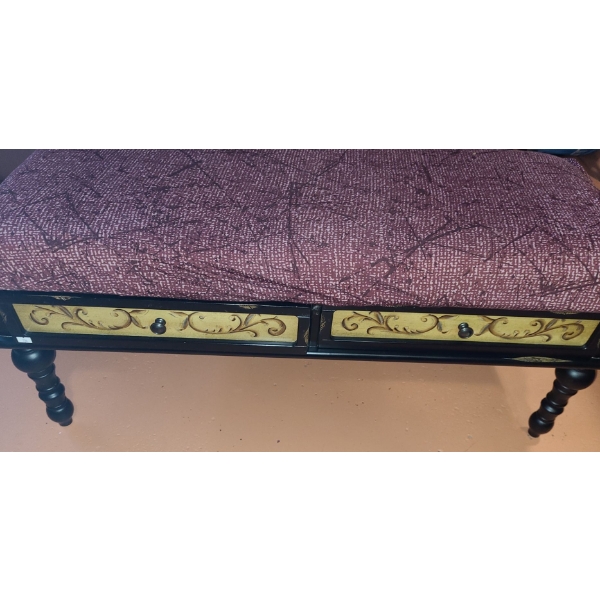Country Style Bench with 2 Painted Drawers, Includes Slip Cover 43 L, 19 W, 19 T