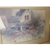 Image 2 : Framed Print of Watercolor Country House 33 X 25, Signature Photographed/ Illegible
