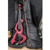Image 5 : Electric Violin with Red Metallic Finish, Bow, and Padded Carrying Case
