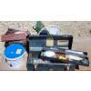 Image 1 : Blue Metal Toolbox and Contents Incl: Sockets, Wrenches, Sanding Belts and More!