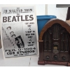 Image 1 : GE 7-4100JA Cathedral Style AM/FM Radio and Beatles Ed Sullivan Poster