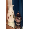 Image 2 : Mirrored Pedestal 42T w/ Decorative Italian Made Vase SI. AN. & Navy Blue Urn 