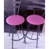 Image 3 : Black Metal Bar Stools with Purple Fabric Seats