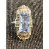 Image 1 : Art Deco Sterling Silver Marquisite Ring Blue Crystal
