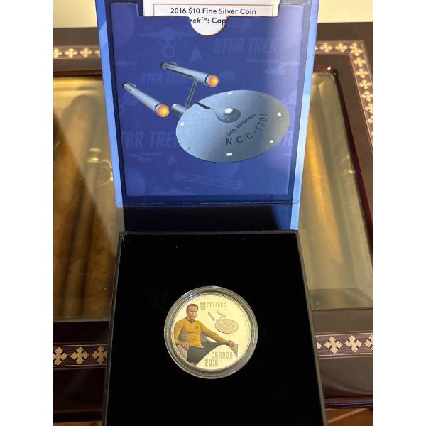 2016 $10 Star Trek™ Crew: Captain Kirk - Pure Silver Coloured Coin
