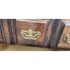 Image 14 : Vintage Dark Wood Bedroom Dresser Set with Intricate Carvings and Brass Hardware ( See Description)