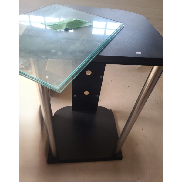 Black MDF TV Stand w/ Glass Shelves 26 W, 23 D, 42.5 T 