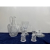Image 1 : Crystal Pitcher, Candle Holders, Cup and Dish