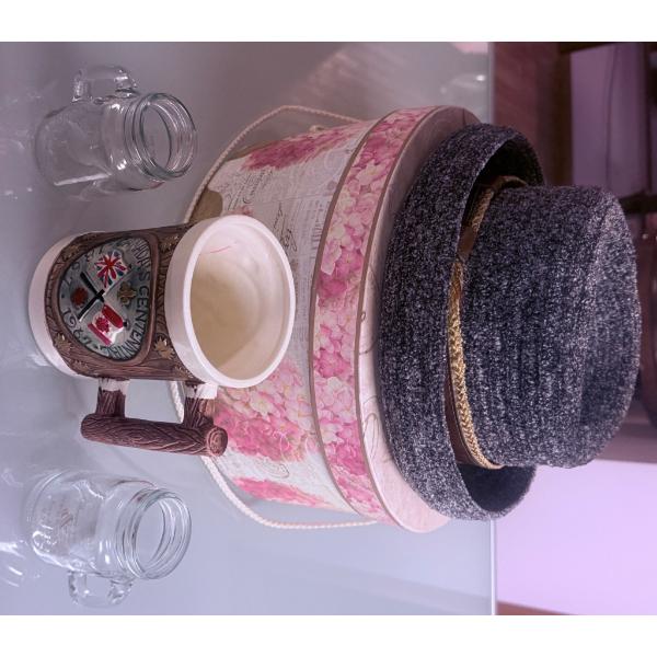 Gray Expression Hat, Canada's Centennial Mug, Mini Mason Jars, and Decorative Box