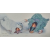 Image 3 : "Warm and Cozy", Artist Barbara Lavallee, 241/750, Offset Lithograph Framed Under Glass 23 X 14.5 