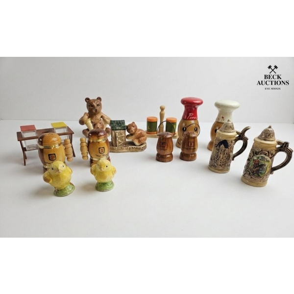 Different Porcelain figurals Salt And Pepper Shakers.