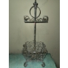 Image 3 : Lot: Iron Scrollwork Stand, Glass Candle Holders, Decorative Birdcage, Chalkboard Sign