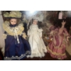 Image 1 : Vintage Decorative Dolls - Porcelain - 13T - Navy White & Coral Gowns 