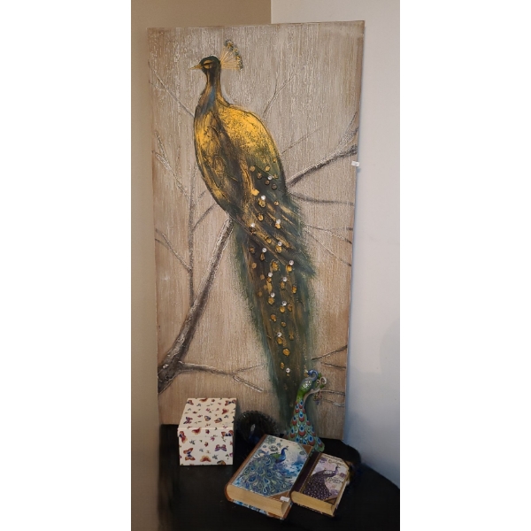 Peacock Painting 24 X 48, Peacock Decor, and Decorative Boxes