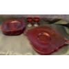 Image 2 : Cranberry Glass: Ruby Red Decorative Glass Collection, Small Goblets, Platter w/ 5 Salad Plates
