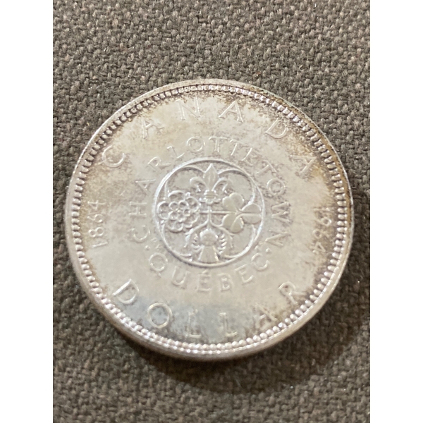 1964 Canada Charlottetown Quebec Confederation Silver Dollar Coin