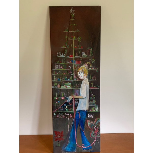 Lauri Ansell Shopping Canvas On Board  12 x 36