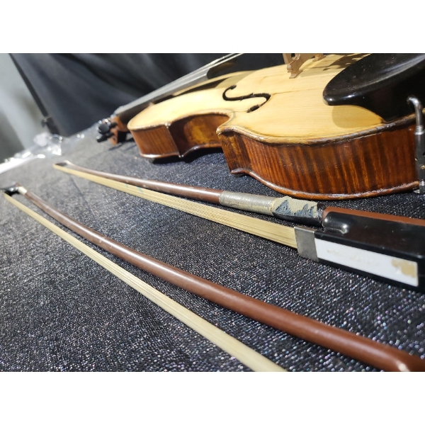 Wooden Violin and 2 Bows