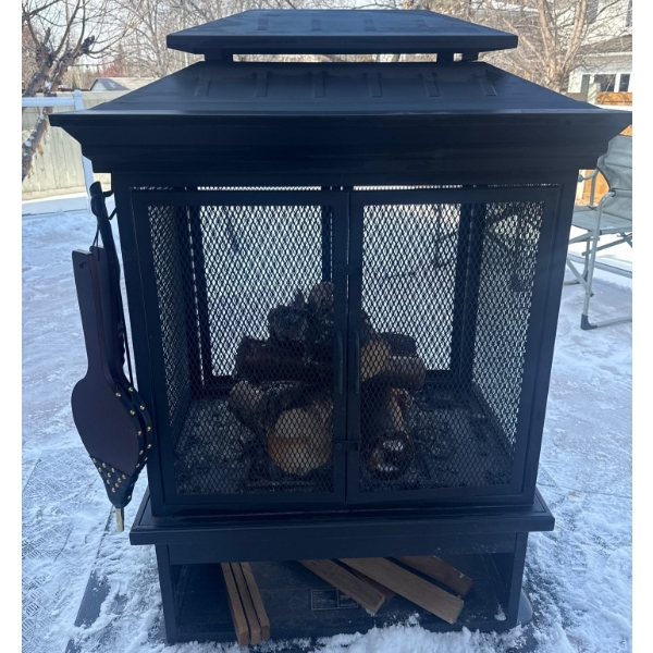 Wood Burning Patio Fireplace w/ Accesssories - Chiminea Outdoor 
