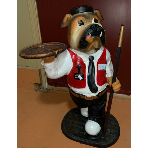 Bulldog Resin Statue Holding Tray 29 T, 13 L, 11 W