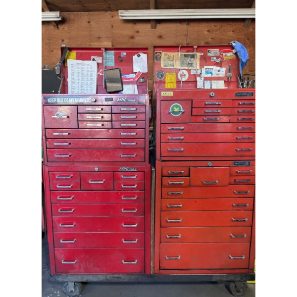 Complete toolboxes MAC Tools & MATCO both with metric and imperial all brand name Snap On Gray Mac 