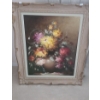 Image 1 : Painting of Flowers in Vase, Artist Illegible, Framed Canvas, 26.5 X 31