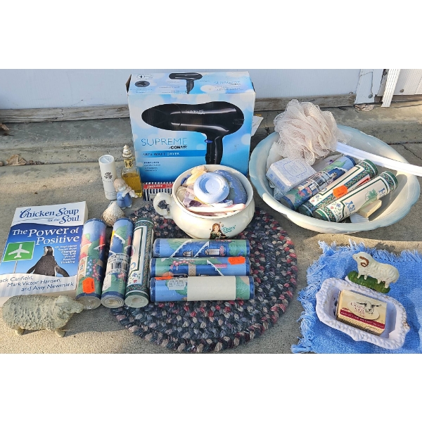 Large Bath and Body Assortment With Conair Supreme 1875W Hair Dryer