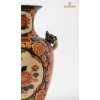 Image 3 :  Japanese Imari Porcelain Vase, Vibrant Color Palette Of Orange-Red Cobalt Blue And Gold Accents 