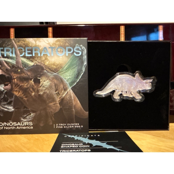 2 oz. Pure Silver Coin - Dinosaurs of North America - Triceratops