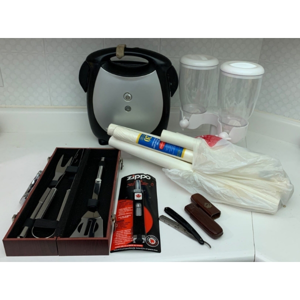 Grilling Essentials w/ Sandwich Press & Cereal Dispenser 