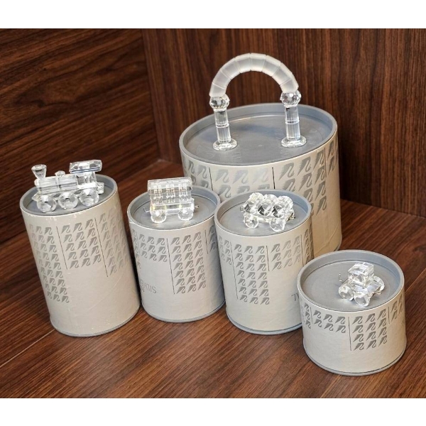 Crystal Train Set with Box and Individual Containers